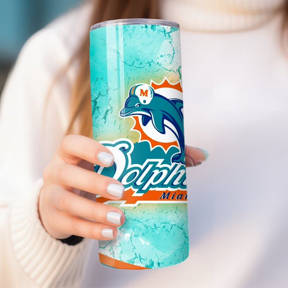Miami Dolphins Tumbler, Dolphin Sublimation Tumbler, American Football Cup Gifts